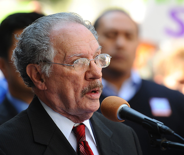 Los Angeles school board member George McKenna speaks at a rally outside City Hall March 18 held by supporters of state legislation that would increase funding for after-school programs. The legislation would which benefit about 110,000 students in the Los Angeles Unified School District.
(Courtesy photo)